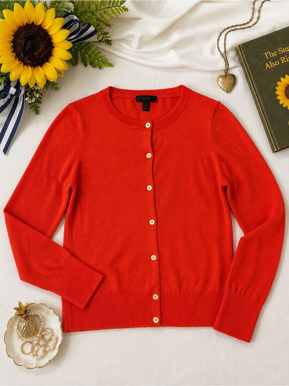 J.Crew 100% Merino Wool Cardigan — Tangerine